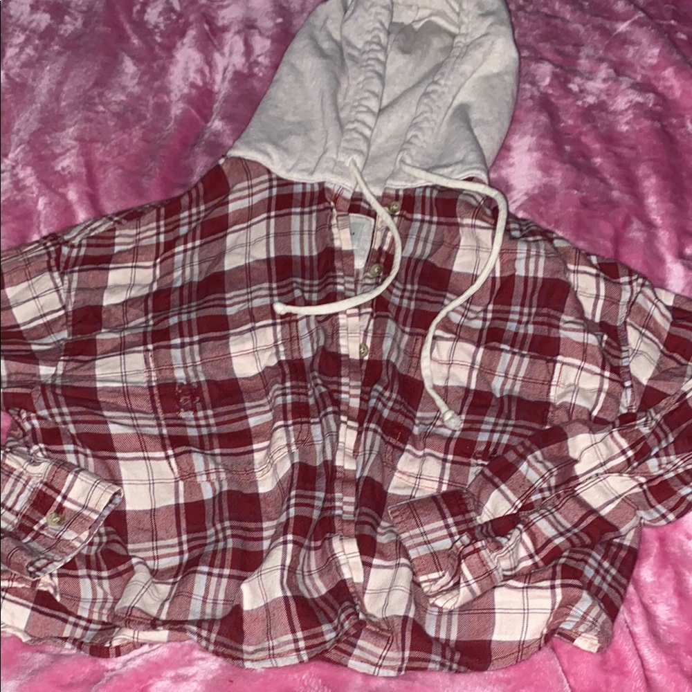American Eagle Outfitters Red and White Plaid Jacket